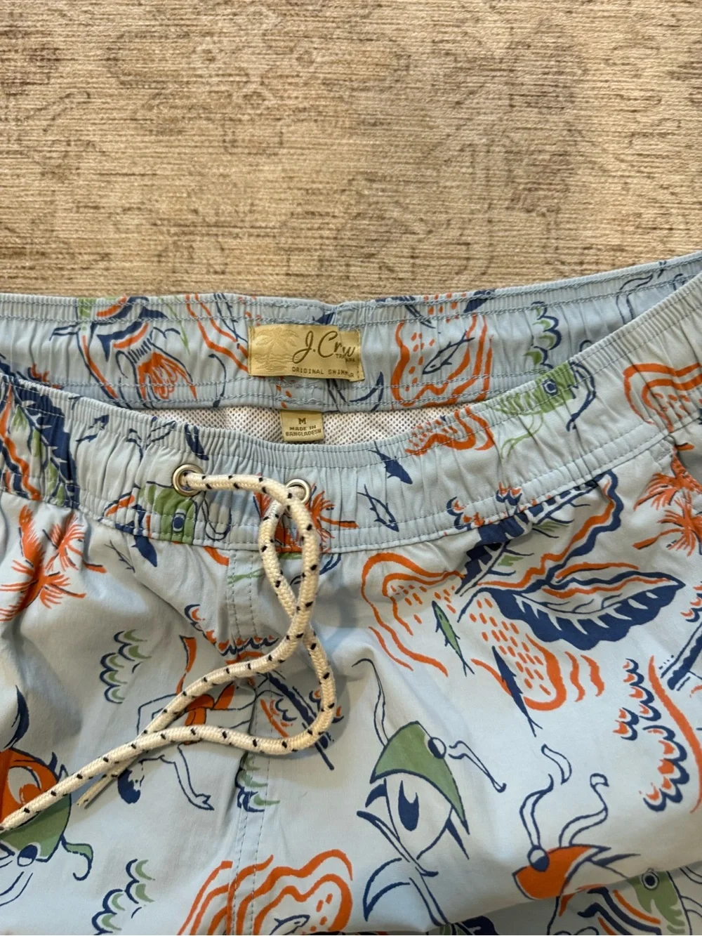 J. Crew Light Blue Tropical Fish Print Swim Trunks